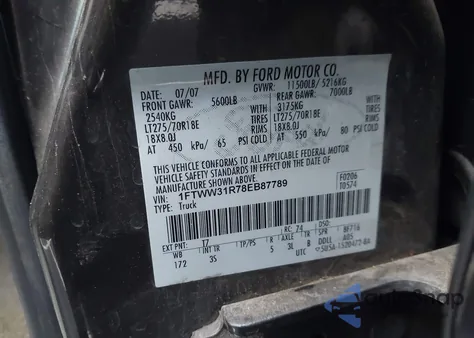 2008 Ford F-350 Fx4/Harley-Davidson/King Ranch/Lariat/Xl/Xlt z USA, uszkodzony, nr VIN 1FTWW31R78EB87789